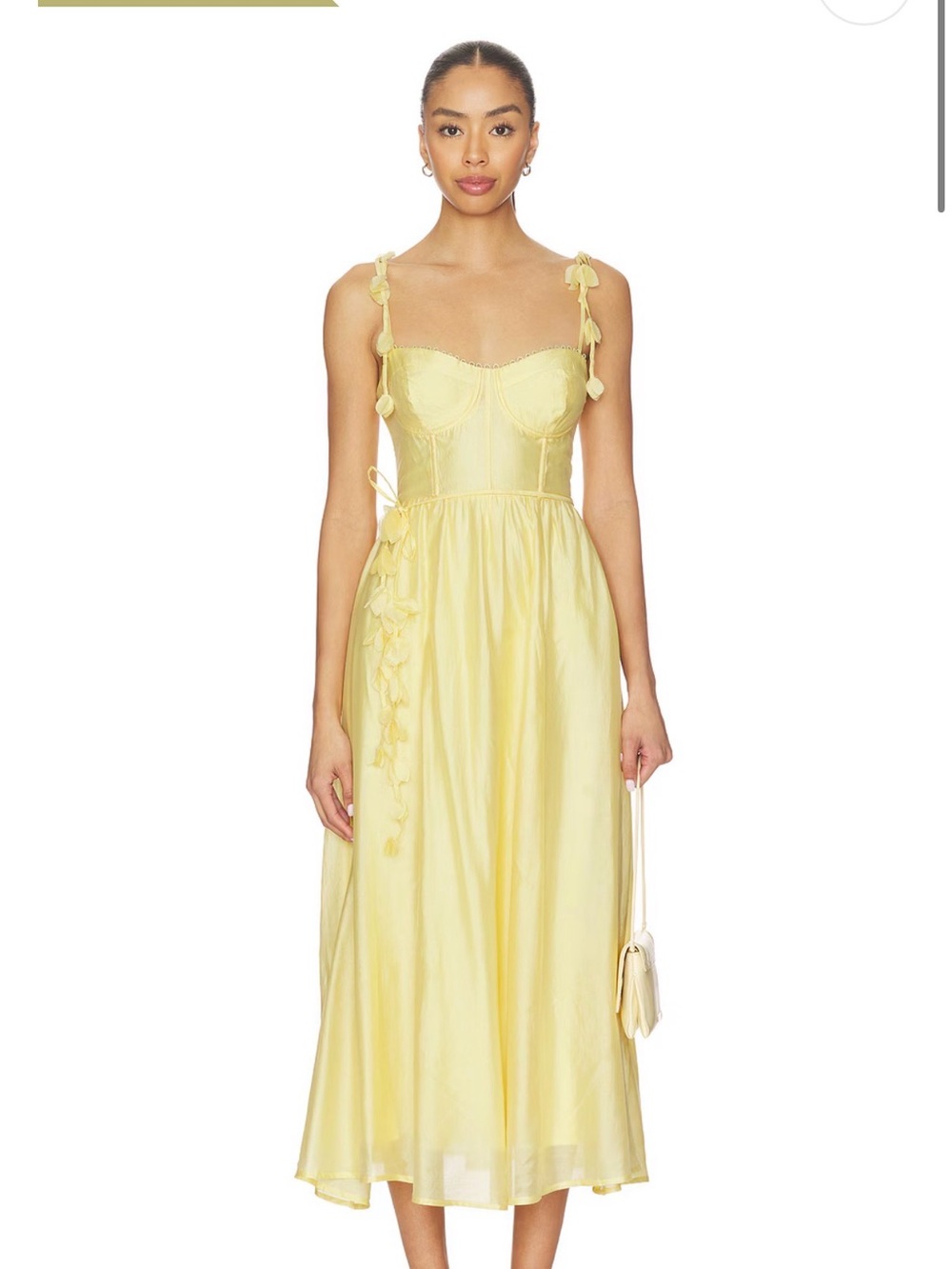Astr Yellow Tie-Shoulder Midi Dress
